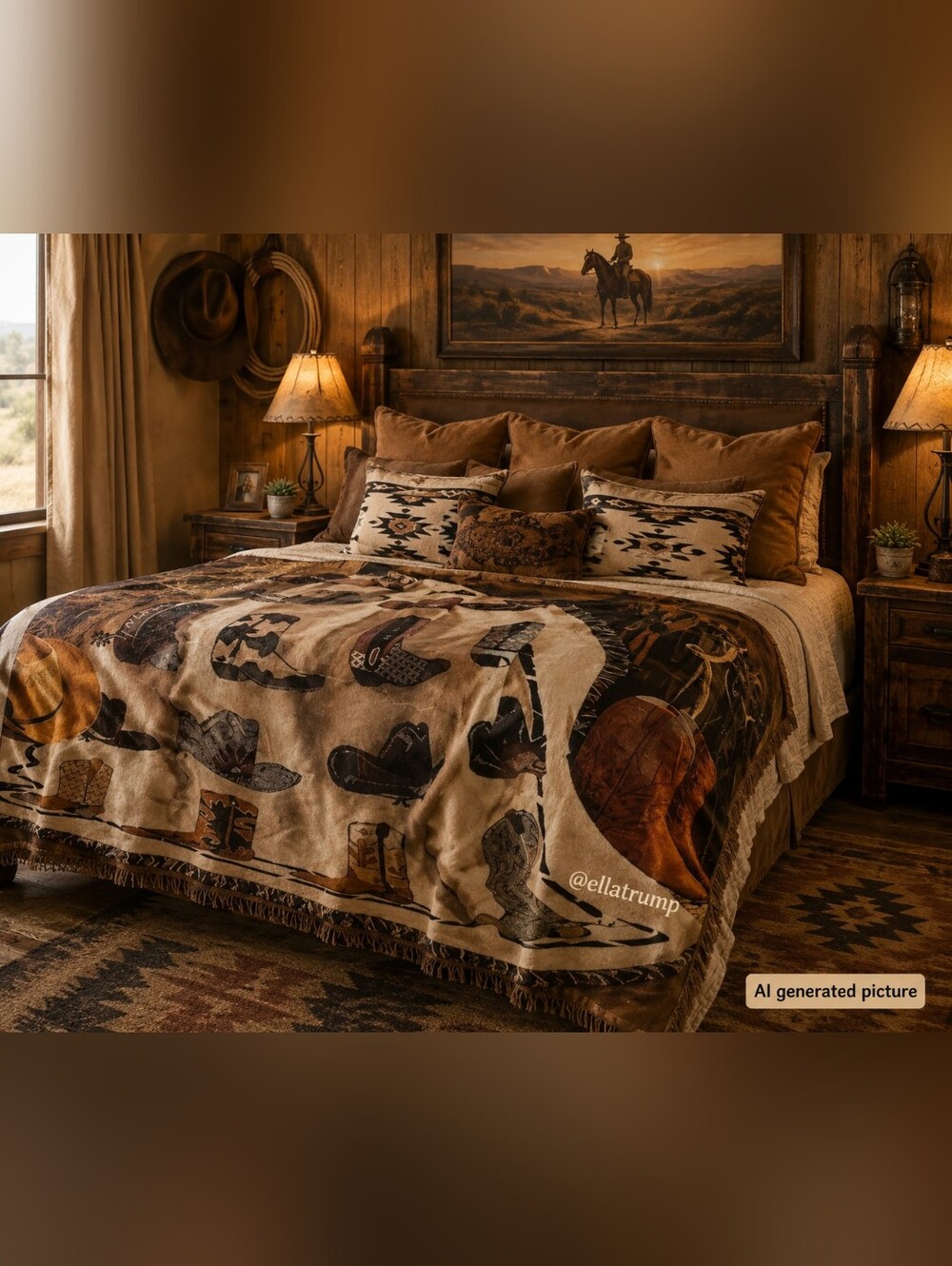 Jacquard Woven Cotton Throw Boots & Hats 46x67
